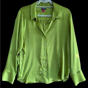 Women's Vince Camuto Lime Green textured 100% Polyester button down. XL. NWOT